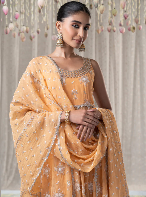 Kesariya Anarkali with Kesariya Pants